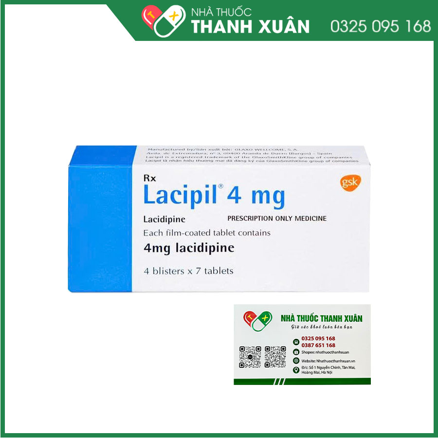 Lacipil 4mg điều trị tăng huyết áp